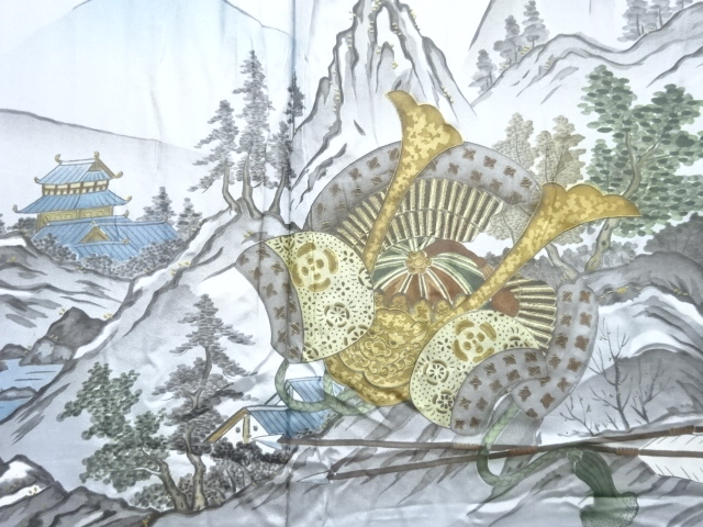 JAPANESE KIMONO / ANTIQUE MENS HAORI / SILK / DORO OSHIMA TSUMUGI / WAR HELMET (lining)